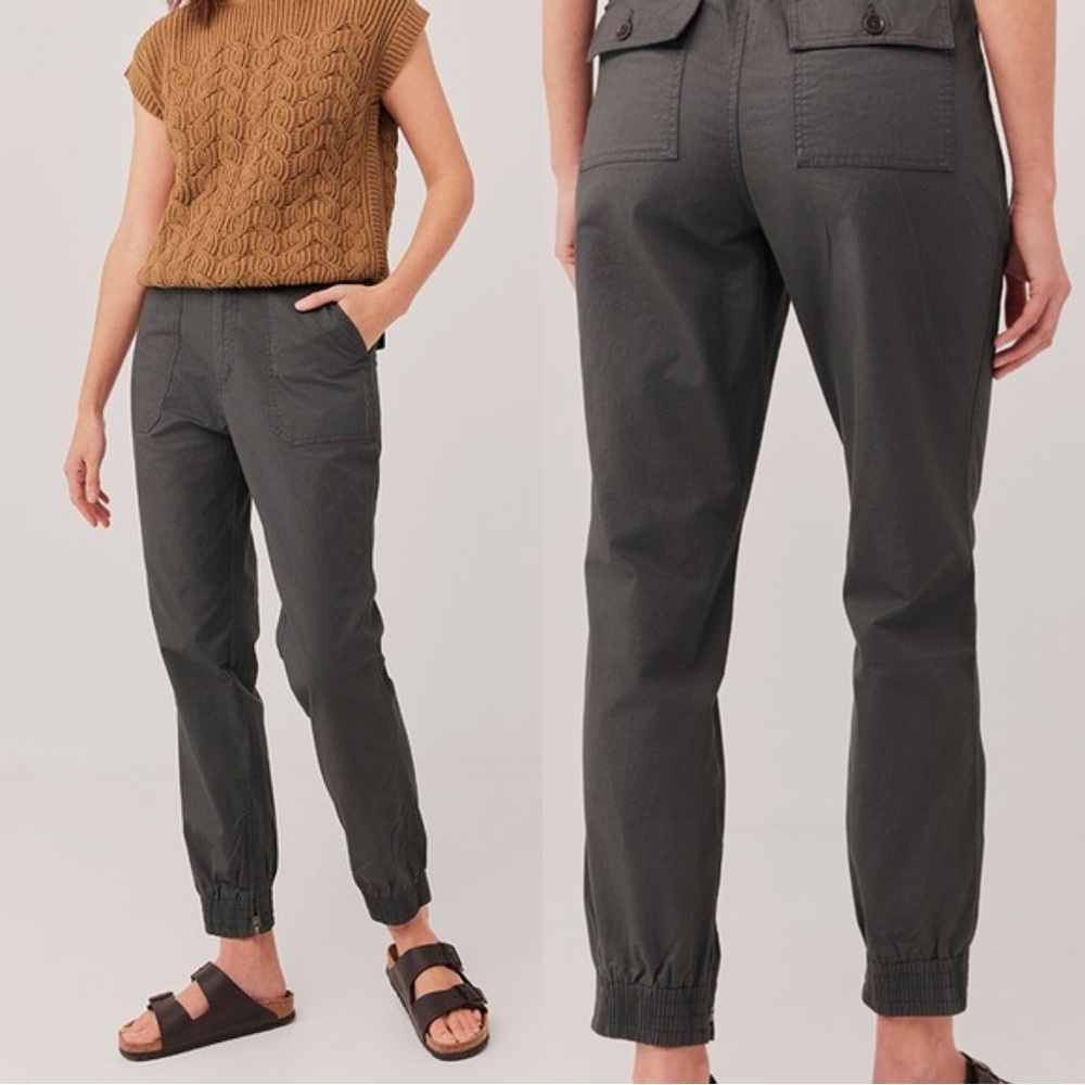 Pact Women’s Organic Cotton Jogger Pants High Rise Side Ankle Zip in Gray XXL